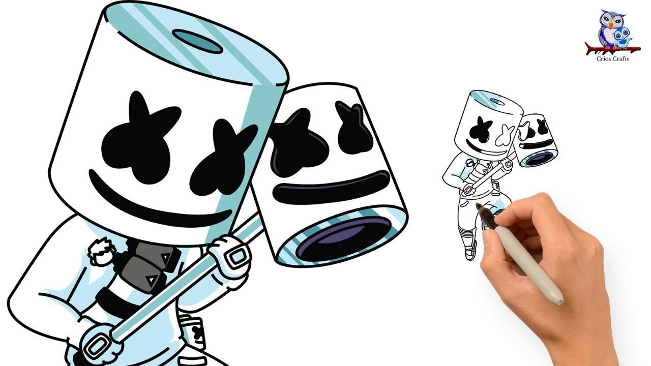 'Video thumbnail for How To Draw Marshmello EDM Music Producer - Tutorial'