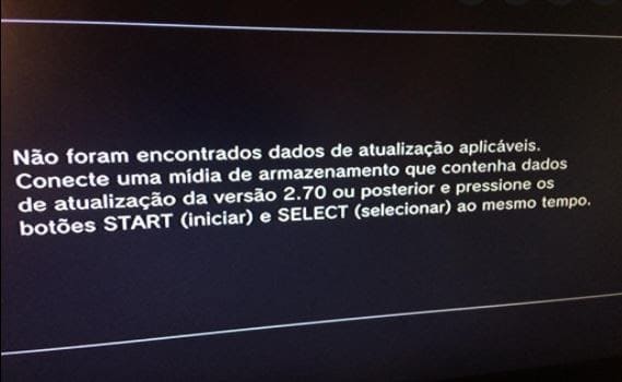 Menu de atualizações do Playstation 3