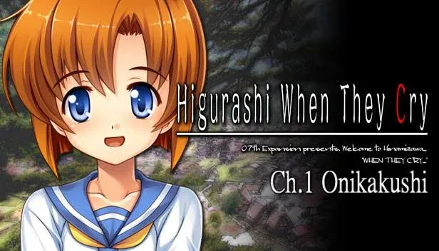 Ilustração promocional para a visual novel de 'higurashi'.
