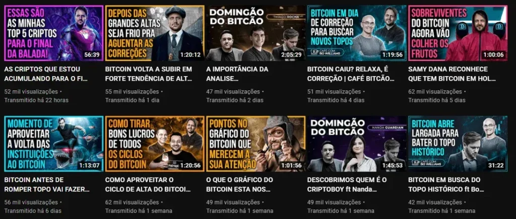 Conteúdos sobre criptomoedas criados por Augusto Backes no YouTube gratuitamente