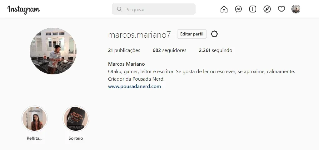 Meu perfil no Instagram