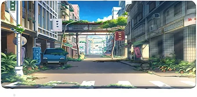 Anime Abandoned Town Mousepad Mouse Pad Anime Street Japanese Tapete de Mesa
