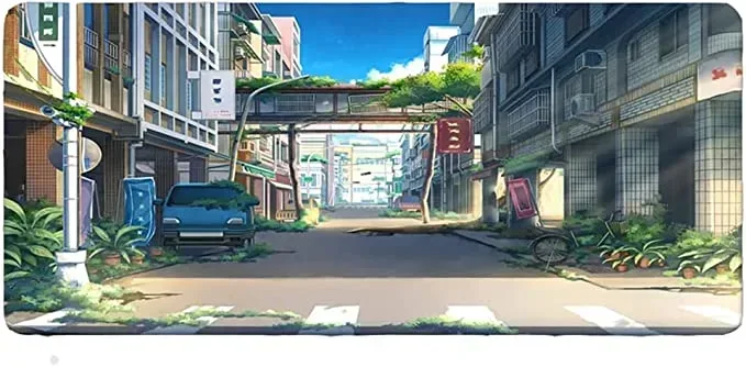 Anime Abandoned Town Mousepad Mouse Pad Anime Street Japanese Tapete de Mesa