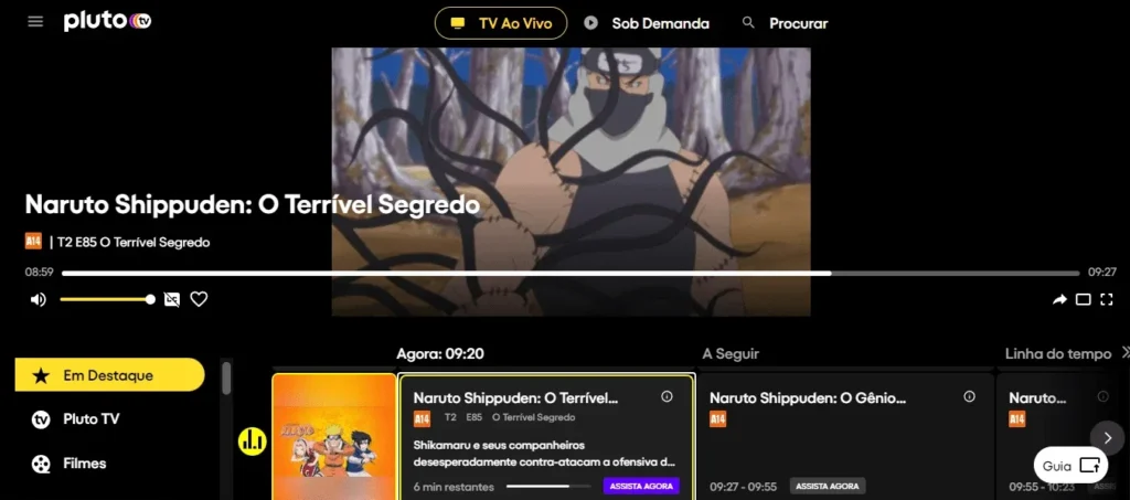 Assista Naruto Gratuitamente na Pluto TV