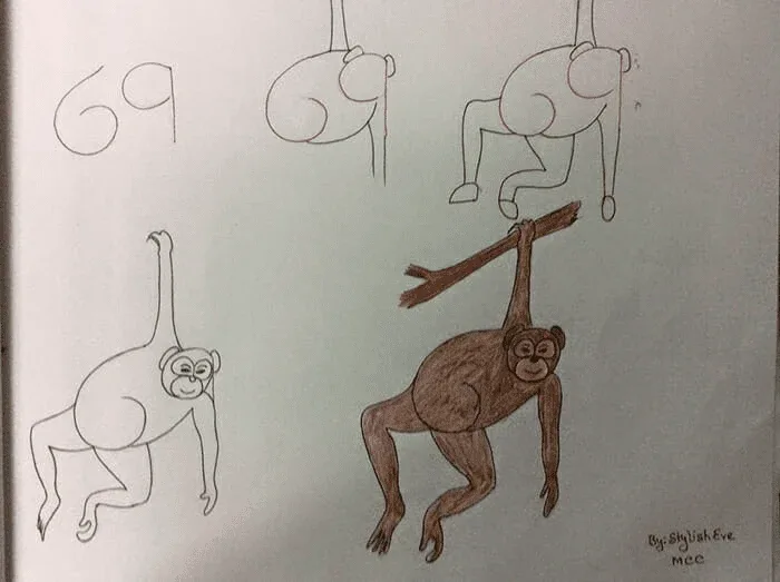 Desenhos de animais com números [Macaco]