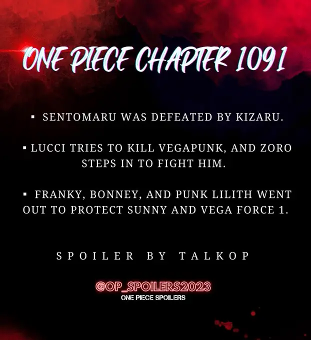 Big twists and turns in chapter 1091 of One Piece: Sentomaru defeated, Lucci in action and an epic battle looms!