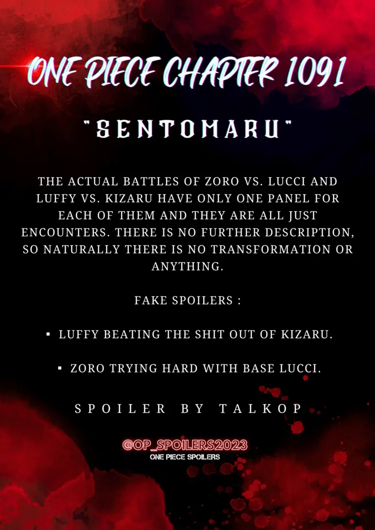 One Piece Chapter 1091 spoilers reveal encounters between Zoro, Lucci, Luffy and Kizaru