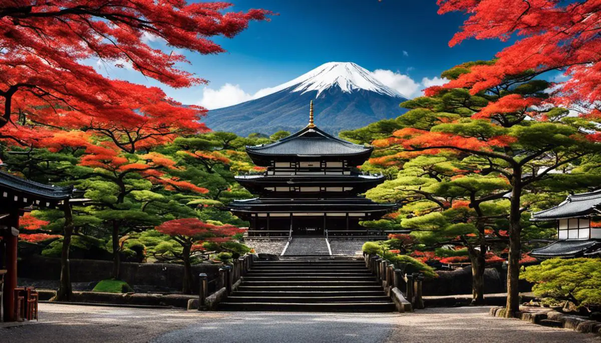 Imagem das principais cidades para visitar no Japão, incluindo Tóquio, Kyoto e Osaka.